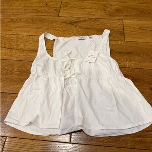 Aritzia Sunday Best White Lace-Up Tank Top